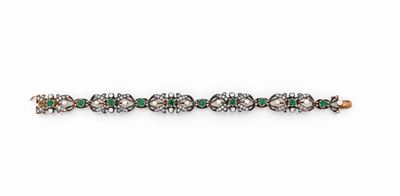 Antico Bracciale con Smeraldi, Brillanti e Perle