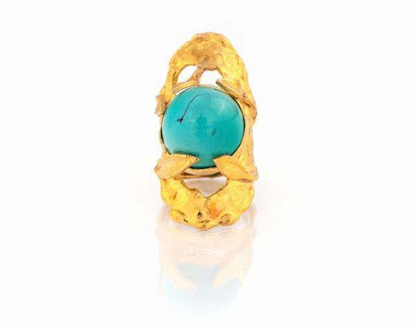 ANELLO CON TURCHESE A CERA PERSA