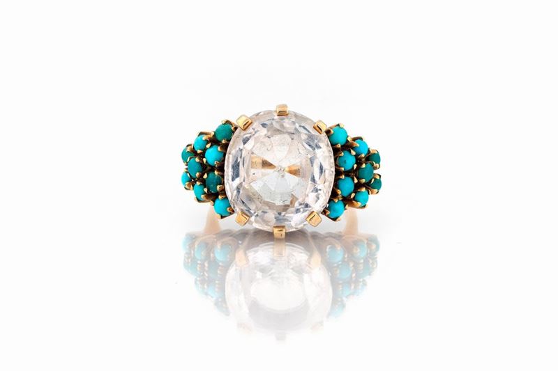 Anello con Quarzo e Turchesi