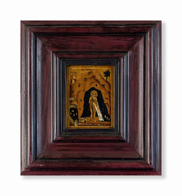 Piccola icona, XIX secolo  - tempera su tavola - Asta Mobili, Arredi, Dipinti Antichi e del XIX Secolo - Casa d'Aste Arcadia