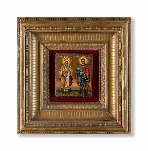 Piccola icona, fine del XIX secolo  - tempera su tavola - Asta Mobili, Arredi, Dipinti Antichi e del XIX Secolo - Casa d'Aste Arcadia