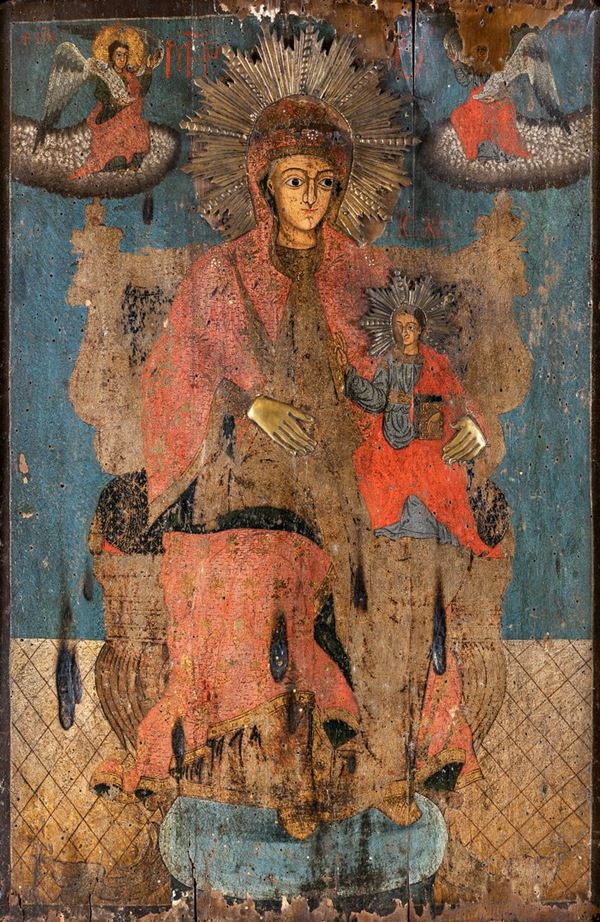 Antica icona, Russia meridionale  - tempera su tavola - Asta Mobili, Arredi, Dipinti Antichi e del XIX Secolo - Casa d'Aste Arcadia