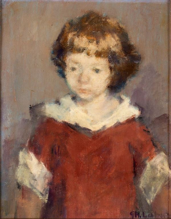 Gheorghe Labin - Ritratto di bimba in rosso (Ana Maria)