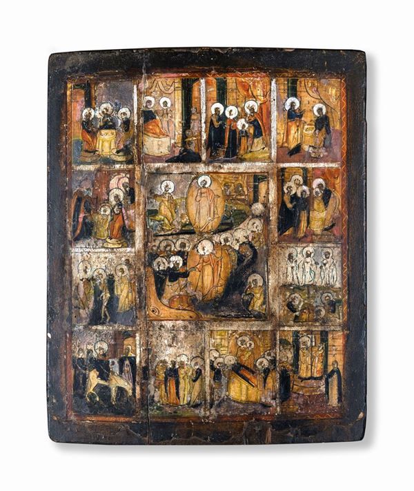 Antica icona, XVIII secolo  - tempera su tavola - Asta Mobili, Arredi, Dipinti Antichi e del XIX Secolo - Casa d'Aste Arcadia