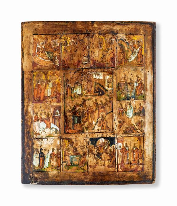 Antica icona, fine del XVIII secolo  - tempera su tavola - Asta Mobili, Arredi, Dipinti Antichi e del XIX Secolo - Casa d'Aste Arcadia