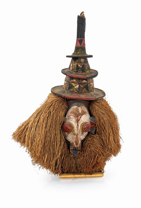 Maschera Yaka in legno pigmentato, repubblica democratica del Congo   - Asta Arte Tribale e Africana - Casa d'Aste Arcadia