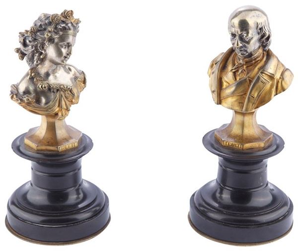 Scultore francese del XIX secolo - COPPIA DI MEZZI BUSTI
