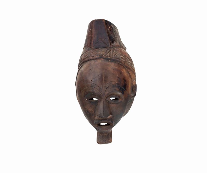 Maschera antropomorfa Dan in legno, arte tribale