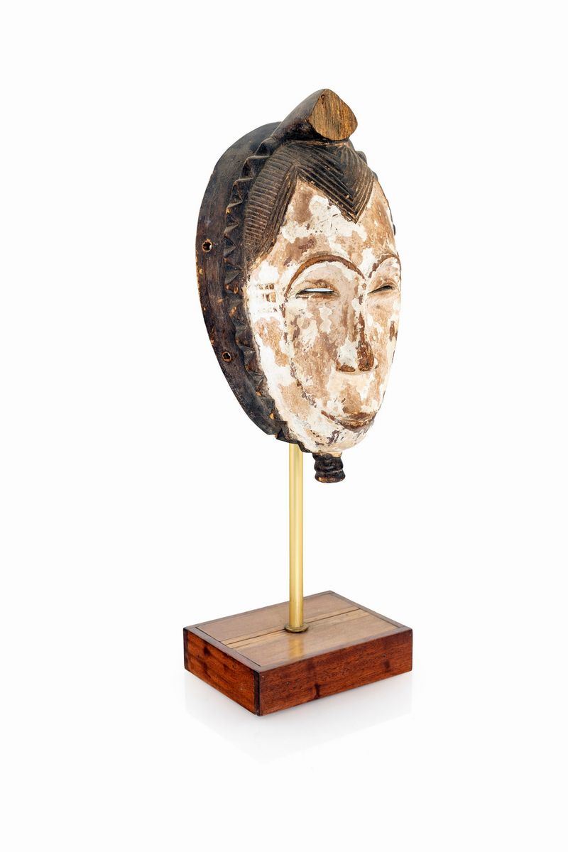 Maschera in legno e caolino, arte tribale, Gabon