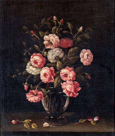 Natura Morta con Vaso di Rose Selvatiche